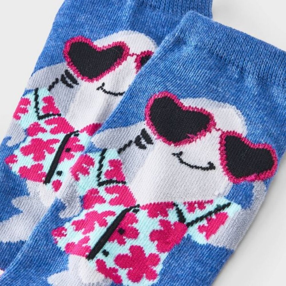 Women's Cool Shark Low Cut Socks - Heather Denim/Pink 4-10